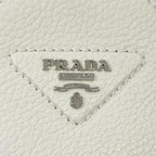 Prada Portamonete Vitello Daino Triangle Logo Round Coin Purse White — view 7