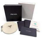Prada Portamonete Vitello Daino Triangle Logo Round Coin Purse White — view 2