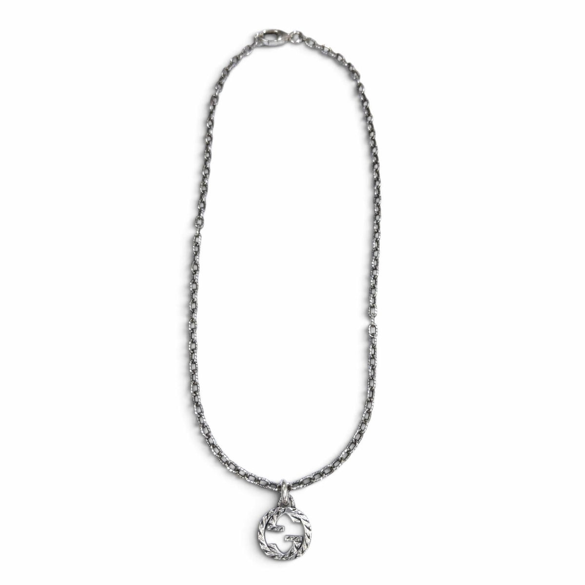 Gucci Interlocking G Arabesque Chain Necklace Silver — view 3