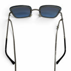 Chanel Glasses with Chain CC Logo Sunglasses Eyewear Navy Silver — view 8