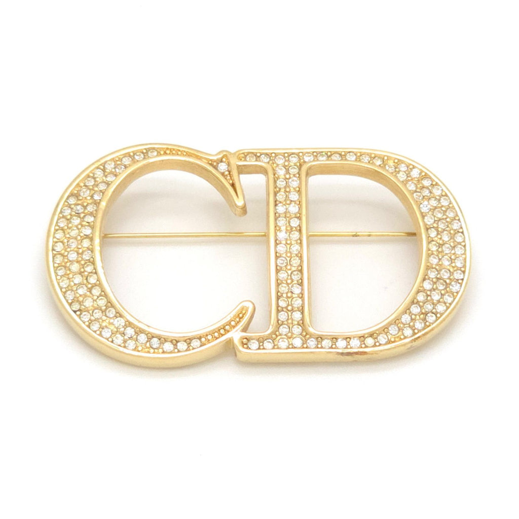 Dior CD Brooch 6.28 CD Signature Crystal Gold Tone Metal Pin