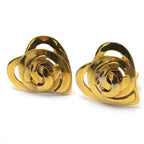 Chanel Heart Earrings 95P Gold Plated Clip-On