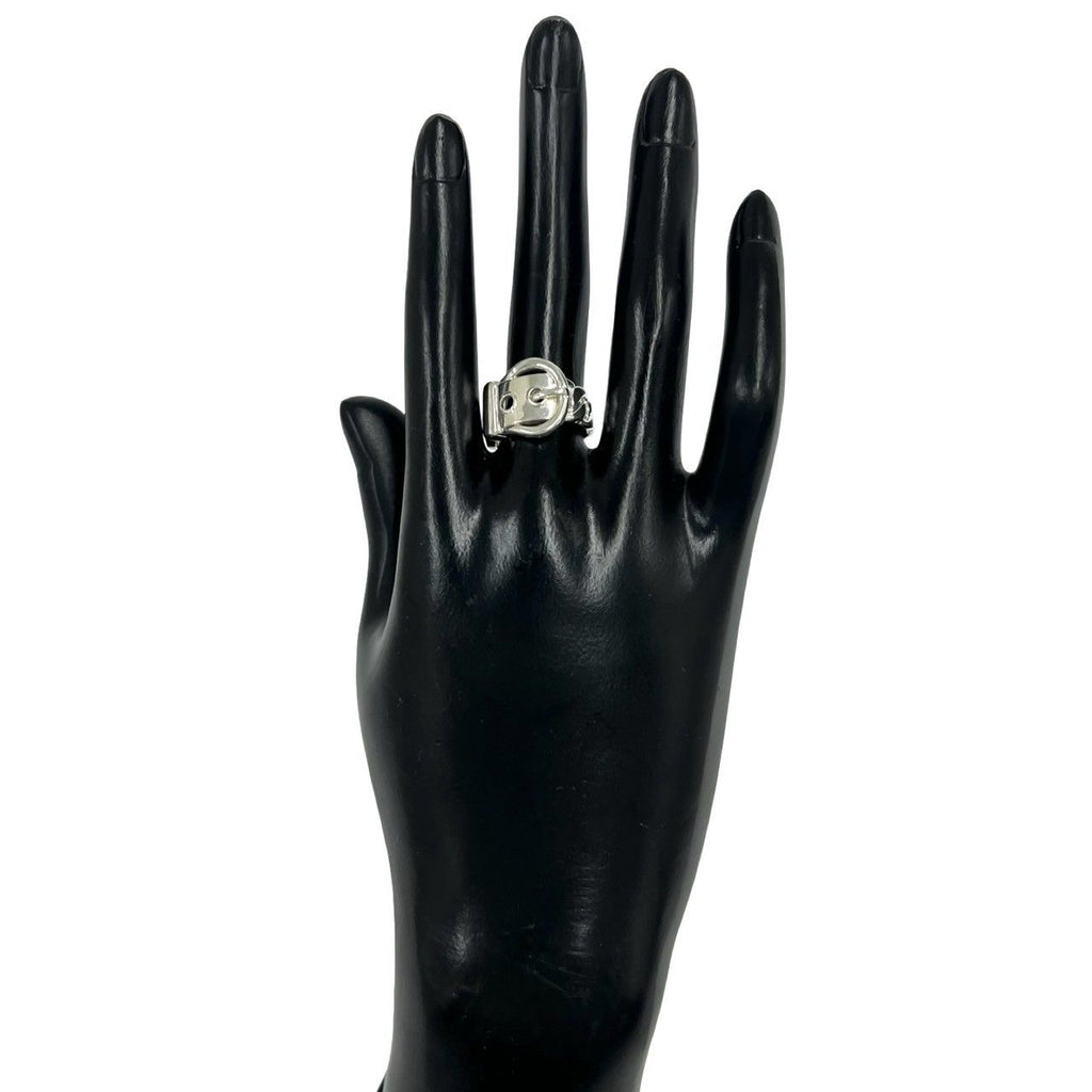 Hermes Vintage Boucles Sellier Ring 925 Sterling Silver — view 2