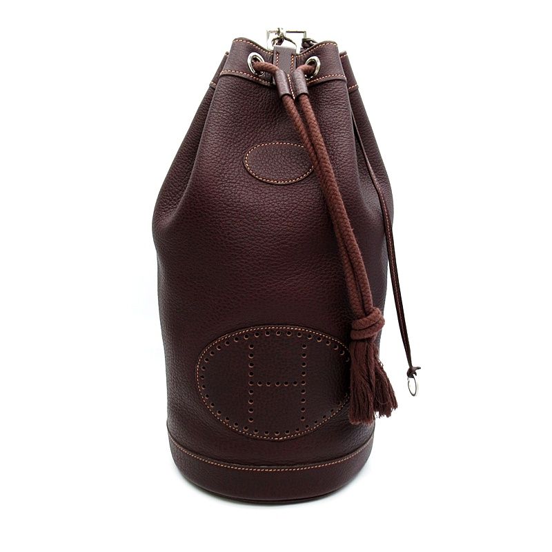 Hermes Ranch Buffalo Skipper Shoulder Bag Dark Brown
