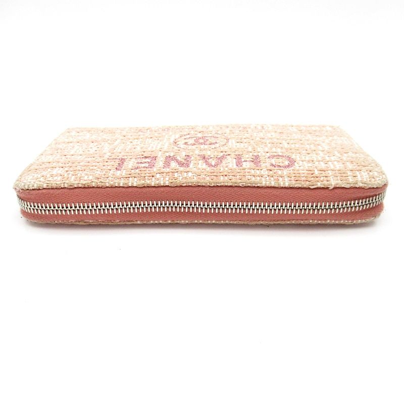Chanel Deauville Line Full Zipper Wallet Canvas Pink — view 3
