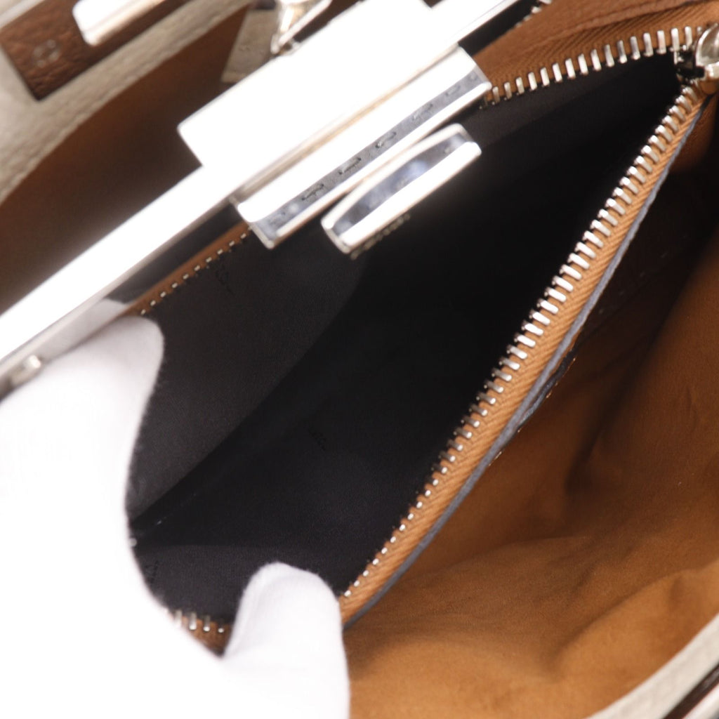 Fendi Peekaboo Selleria Medium 2-Way Shoulder Bicolor Leather Light Gray Handbag — view 8