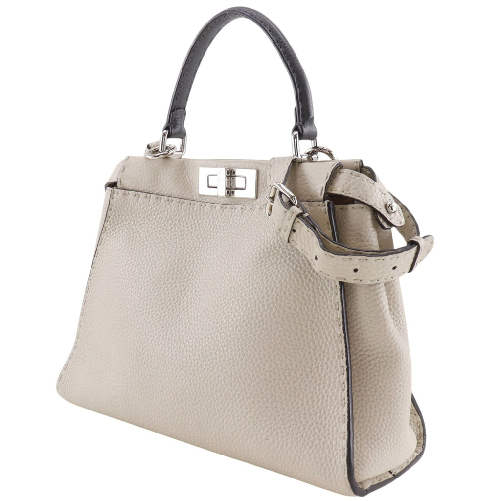 Fendi Peekaboo Selleria Medium 2-Way Shoulder Bicolor Leather Light Gray Handbag — view 2