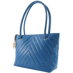 Chanel Chevron V-stitch Vintage Caviar Leather Blue Tote Bag — view 2