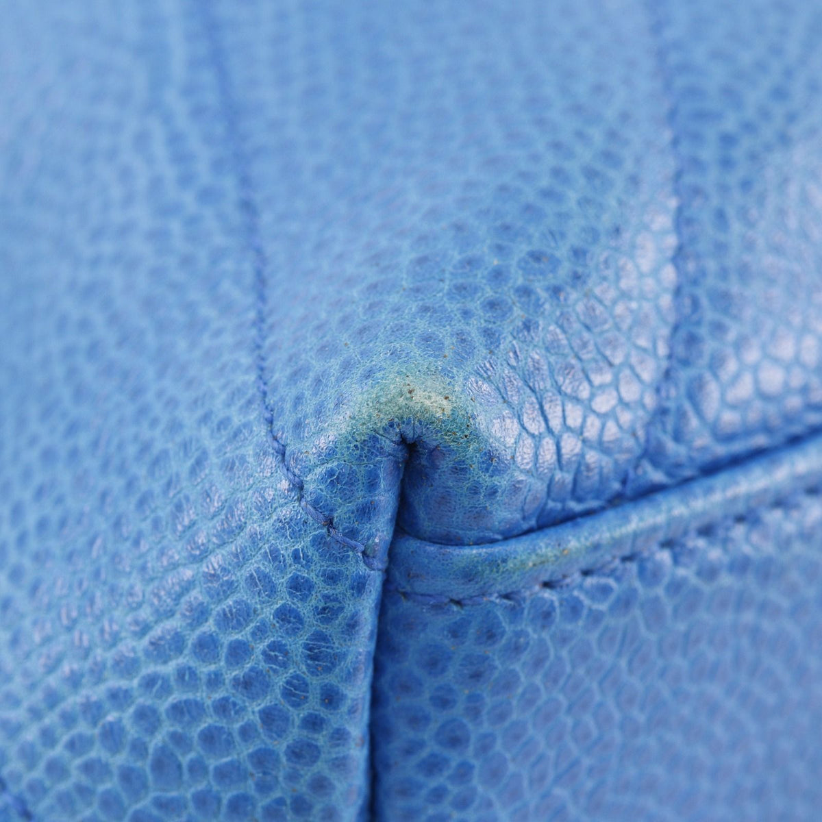 Chanel Chevron V-stitch Vintage Caviar Leather Blue Tote Bag — view 4