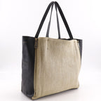 Celine Cabas Gazette Linen Leather Black Beige Tote Bag — view 3