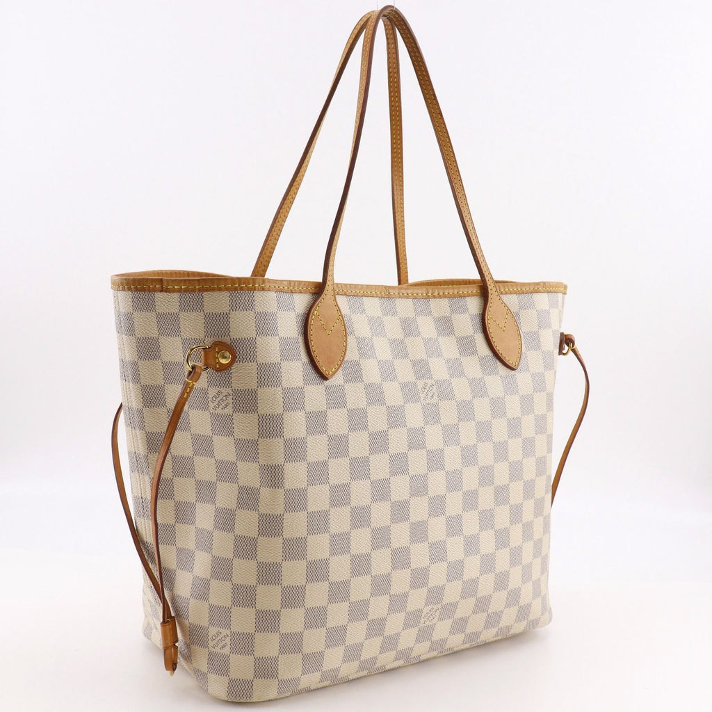 Louis Vuitton Neverfull MM Damier Azur Canvas White Tote Bag — view 3