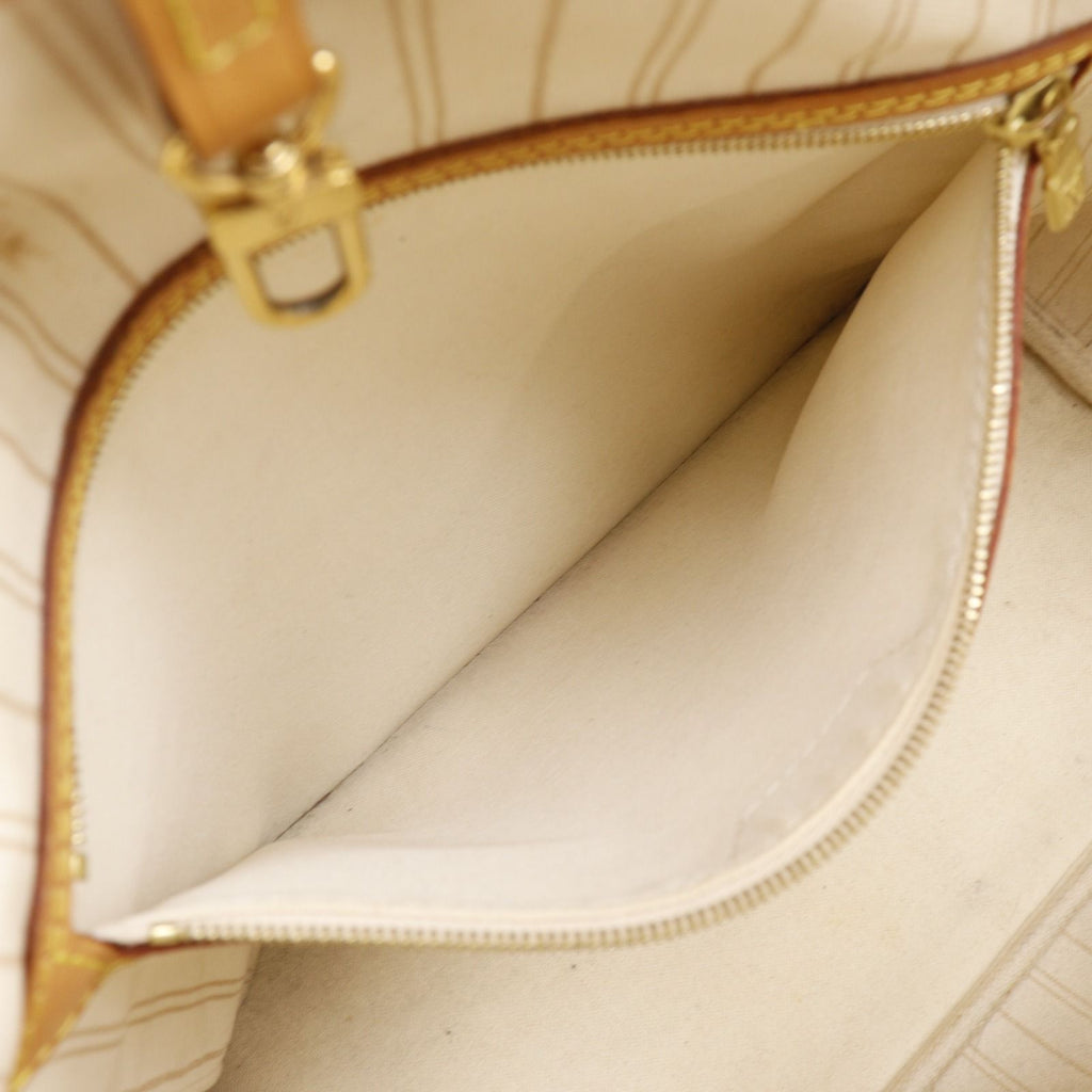 Louis Vuitton Neverfull MM Damier Azur Canvas White Tote Bag — view 7