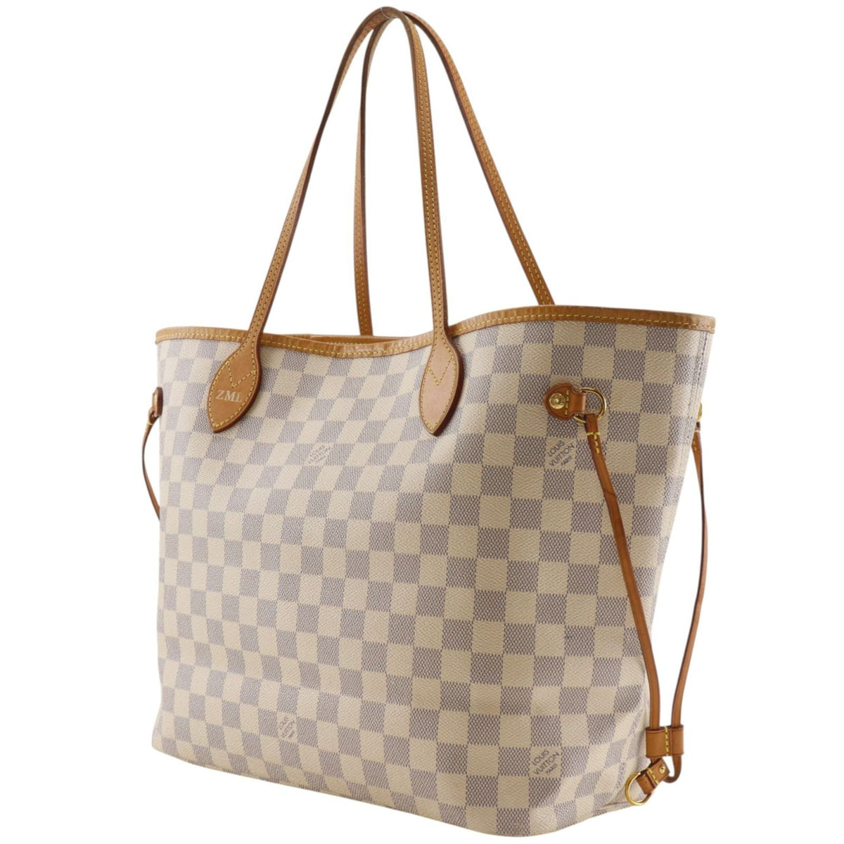 Louis Vuitton Neverfull MM Damier Azur Canvas White Tote Bag — view 2