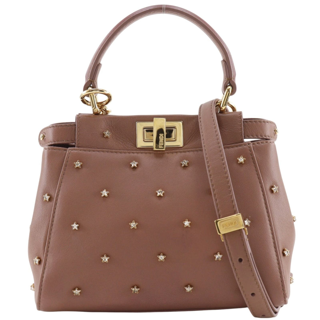 Fendi Peekaboo XS 2-Way Shoulder Star Studs Calfskin Pink Handbag