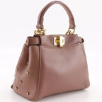Fendi Peekaboo XS 2-Way Shoulder Star Studs Calfskin Pink Handbag — view 3