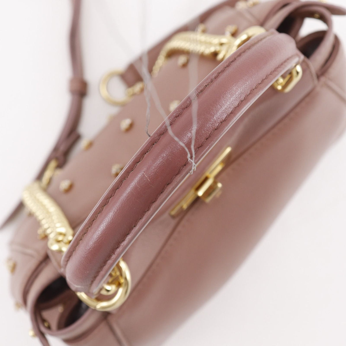 Fendi Peekaboo XS 2-Way Shoulder Star Studs Calfskin Pink Handbag — view 5