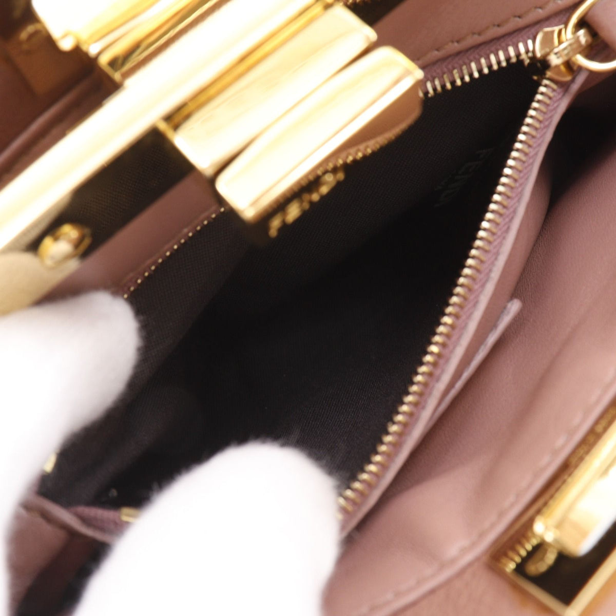 Fendi Peekaboo XS 2-Way Shoulder Star Studs Calfskin Pink Handbag — view 7