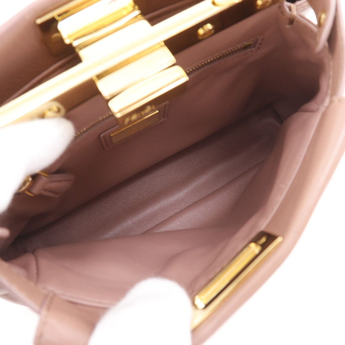 Fendi Peekaboo XS 2-Way Shoulder Star Studs Calfskin Pink Handbag — view 6