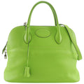 Hermes Bolide 35 2-Way Shoulder Taurillon Clemence Yellow Green Silver Handbag