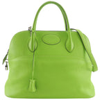 Hermes Bolide 35 2-Way Shoulder Taurillon Clemence Yellow Green Silver Handbag