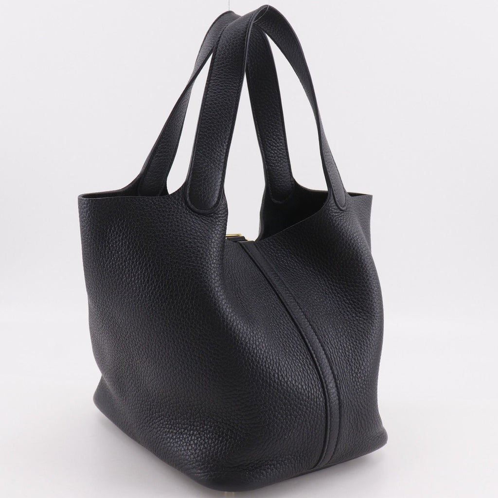 Hermes Picotin Lock 22 Taurillon Clemence Black Gold Handbag — view 3