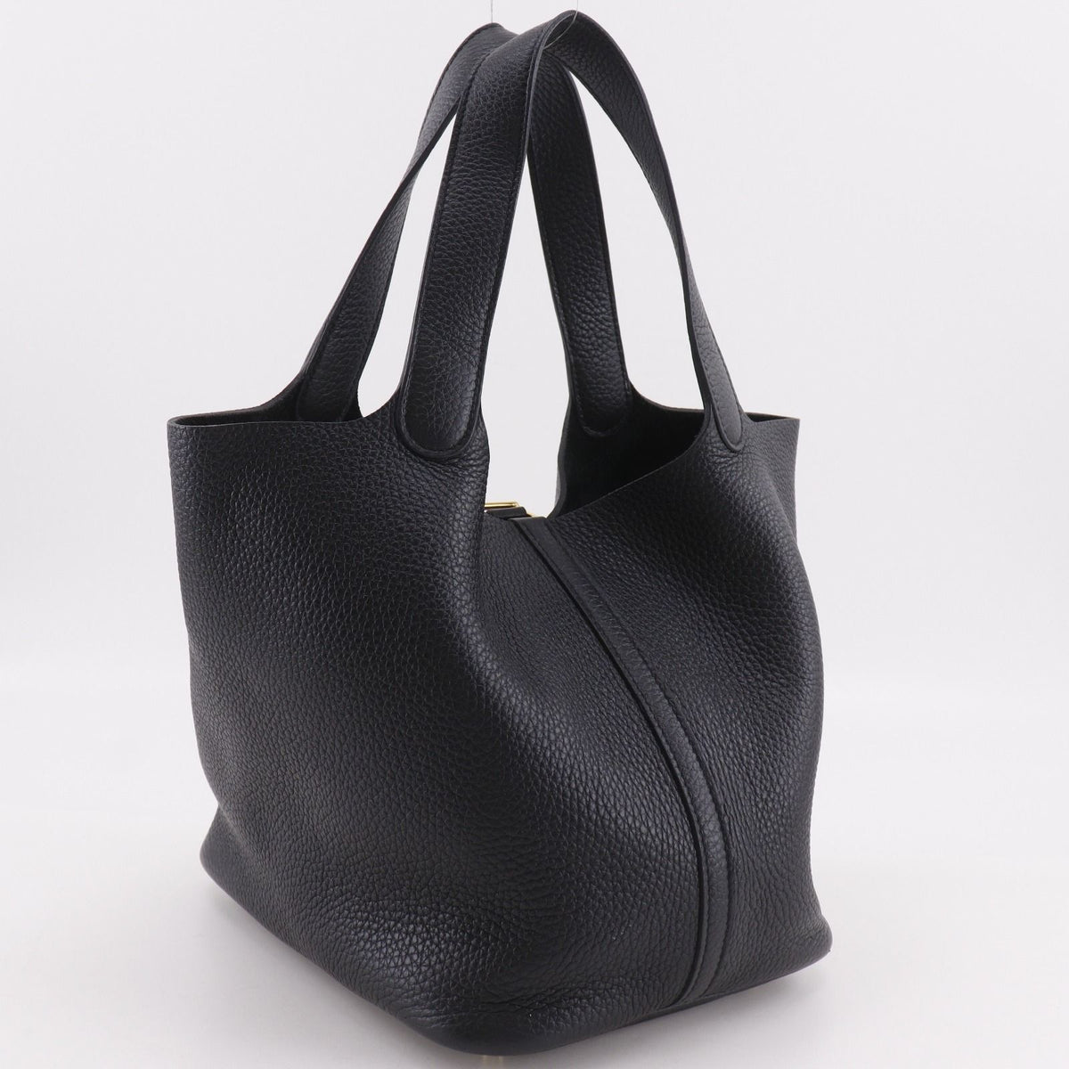 Hermes Picotin Lock 22 Taurillon Clemence Black Gold Handbag — view 3
