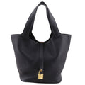 Hermes Picotin Lock 22 Taurillon Clemence Black Gold Handbag