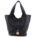 Hermes Picotin Lock 22 Taurillon Clemence Black Gold Handbag