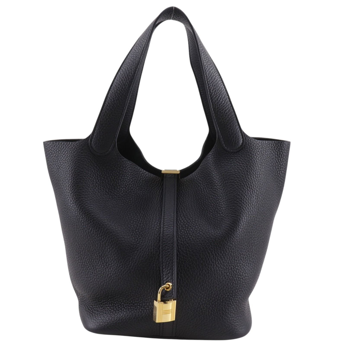 Hermes Picotin Lock 22 Taurillon Clemence Black Gold Handbag