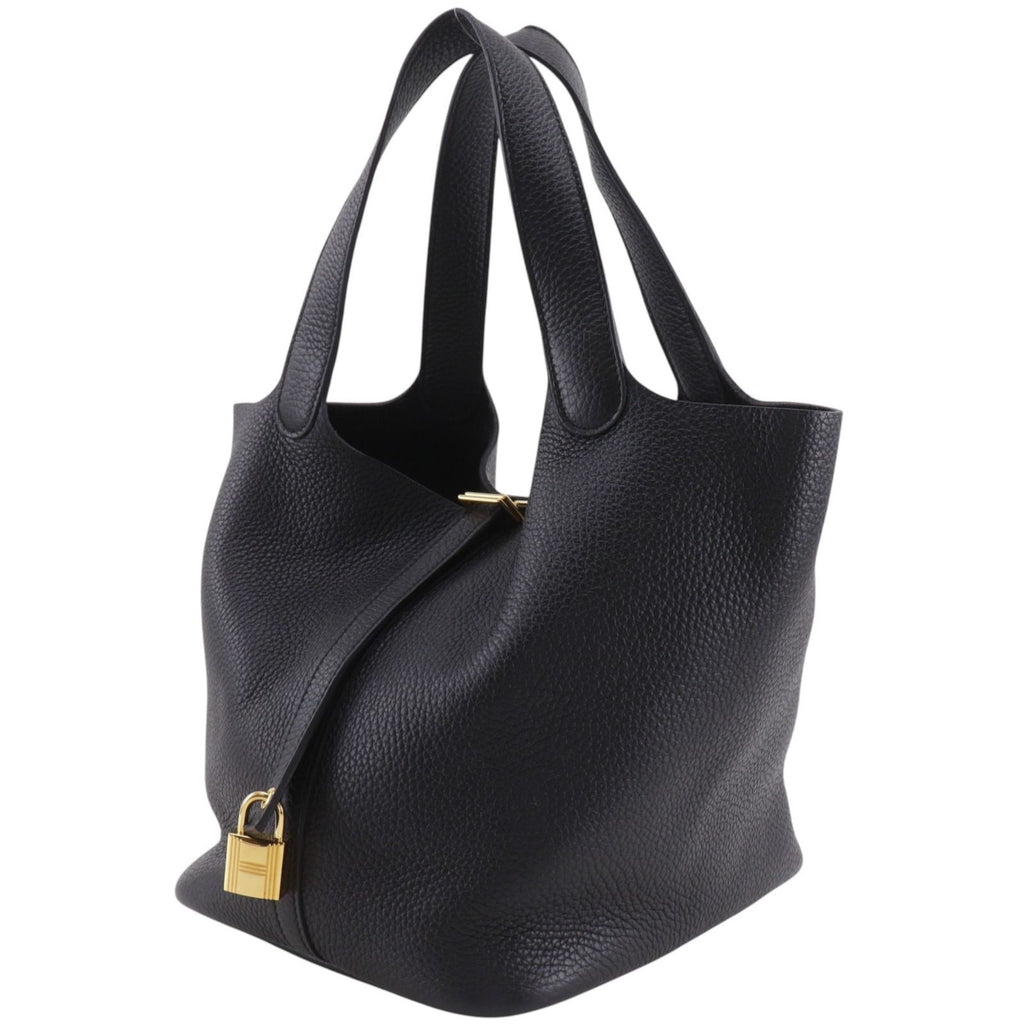 Hermes Picotin Lock 22 Taurillon Clemence Black Gold Handbag — view 2