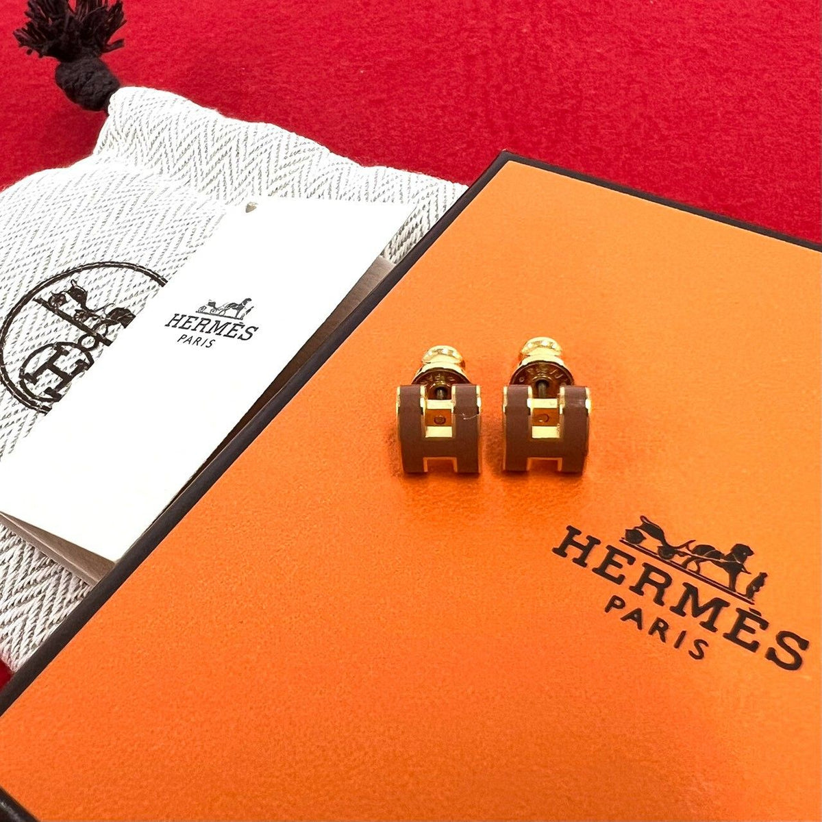 Hermes Mini Pop H Earrings New Gold