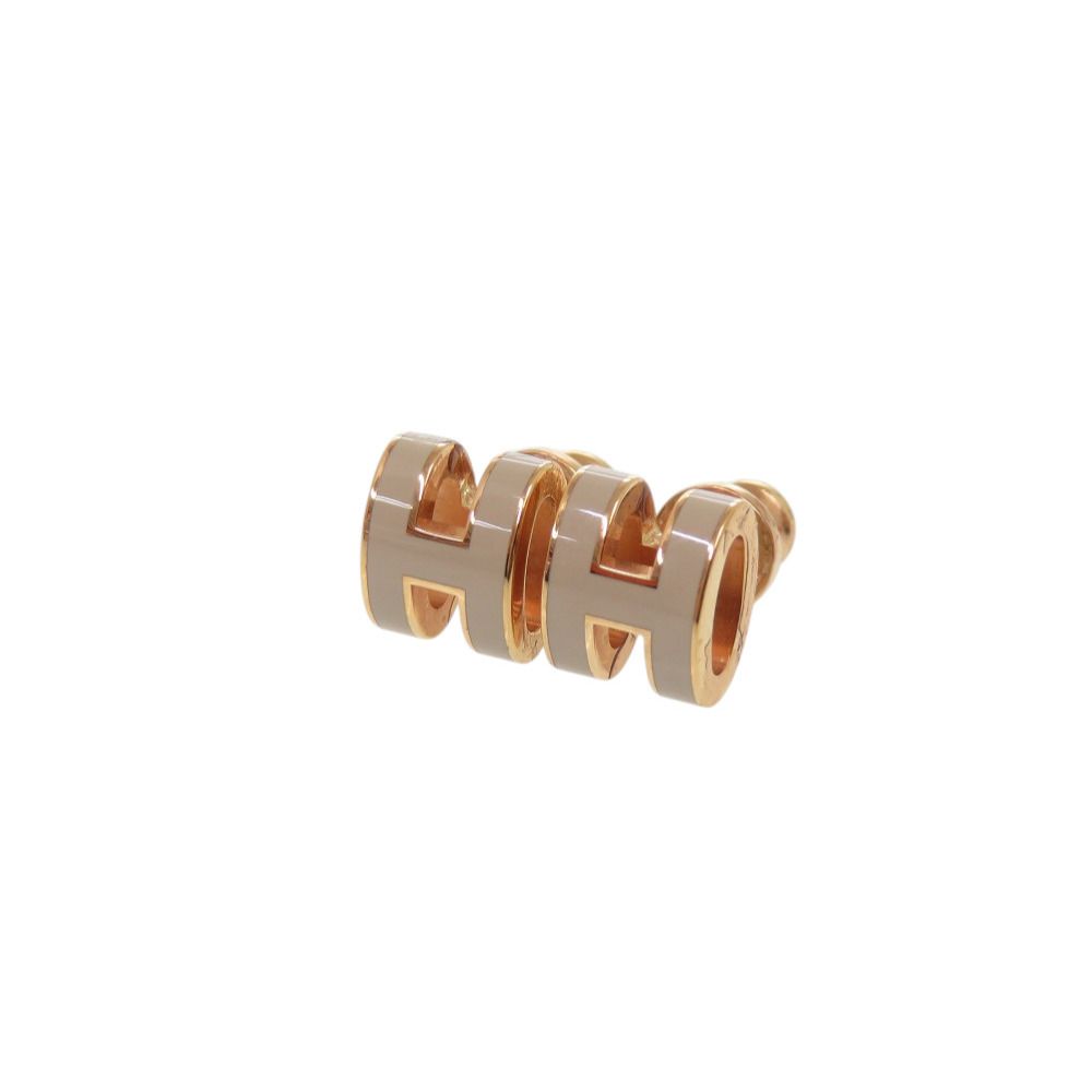 Hermes Pop H Mini Beige Rose Gold Earrings