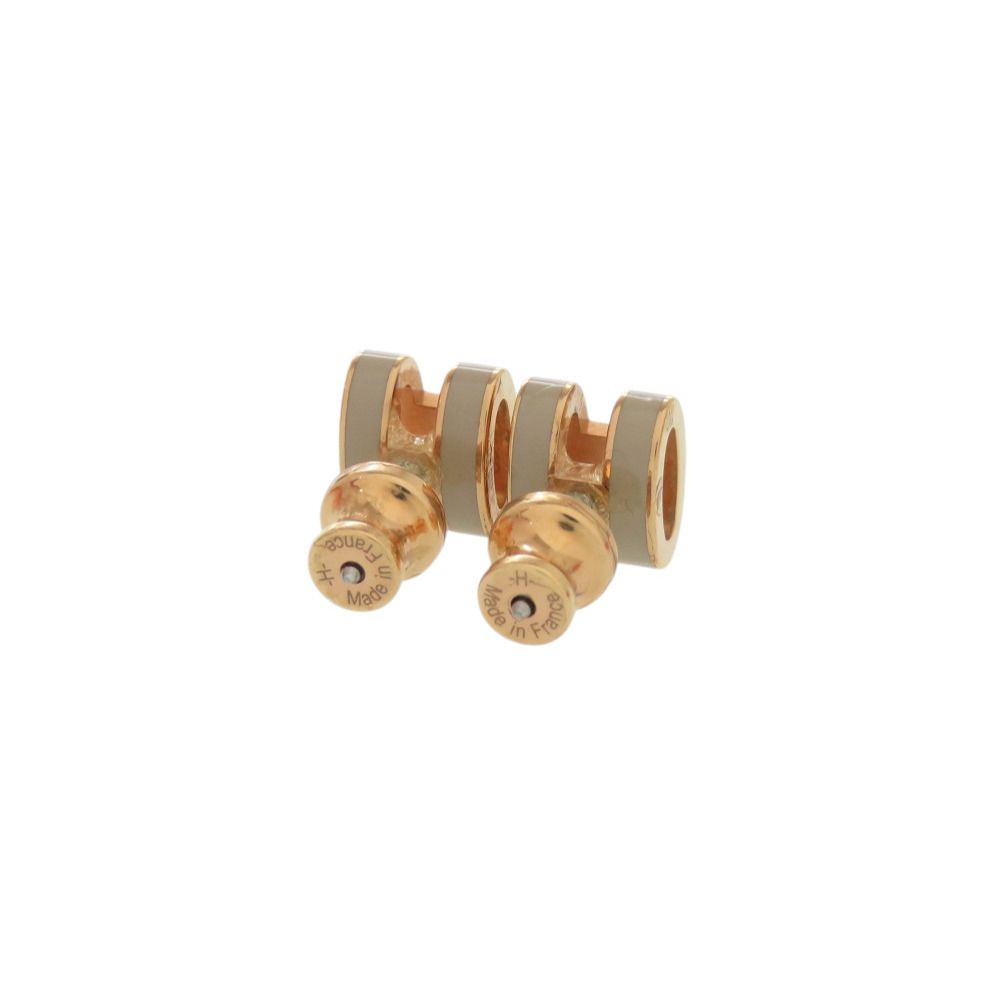 Hermes Pop H Mini Beige Rose Gold Earrings — view 3