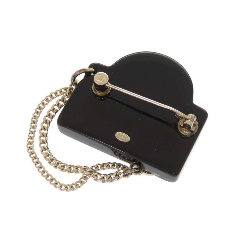 Chanel CC Logo Faux Pearl Stone Silver S Brooch — view 3