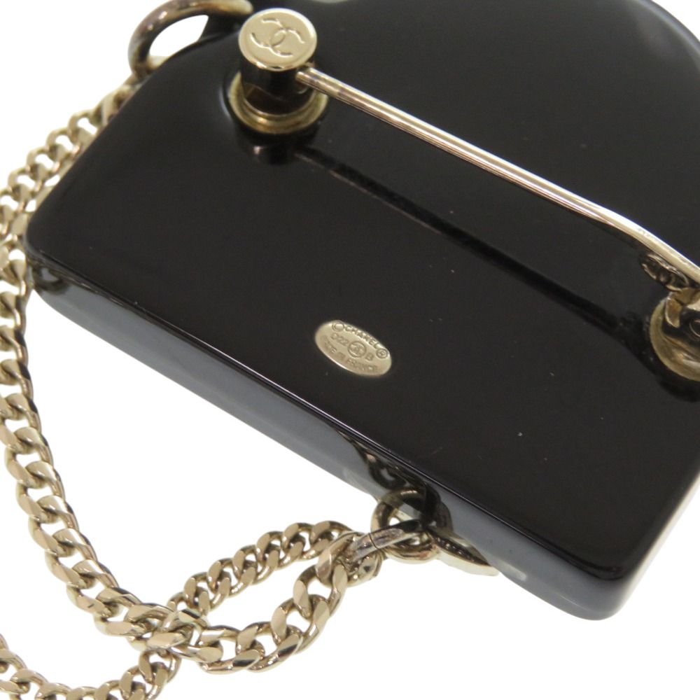 Chanel CC Logo Faux Pearl Stone Silver S Brooch — view 4