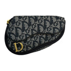 Dior Trotter Saddle Pouch Navy Gray Canvas Leather
