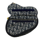 Dior Trotter Saddle Pouch Navy Gray Canvas Leather — view 3