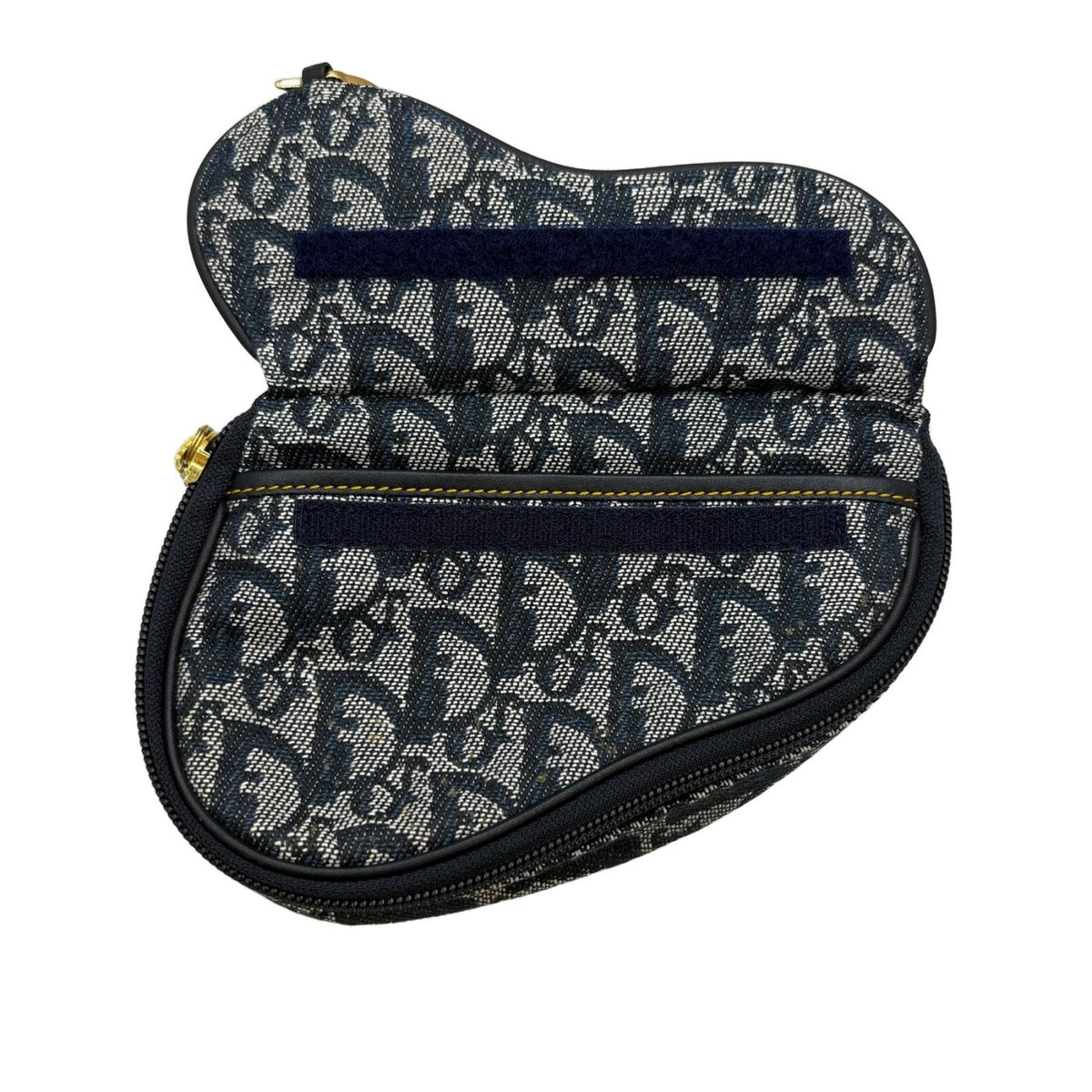 Dior Trotter Saddle Pouch Navy Gray Canvas Leather — view 3