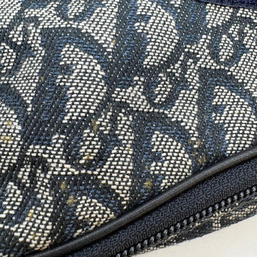 Dior Trotter Saddle Pouch Navy Gray Canvas Leather — view 4