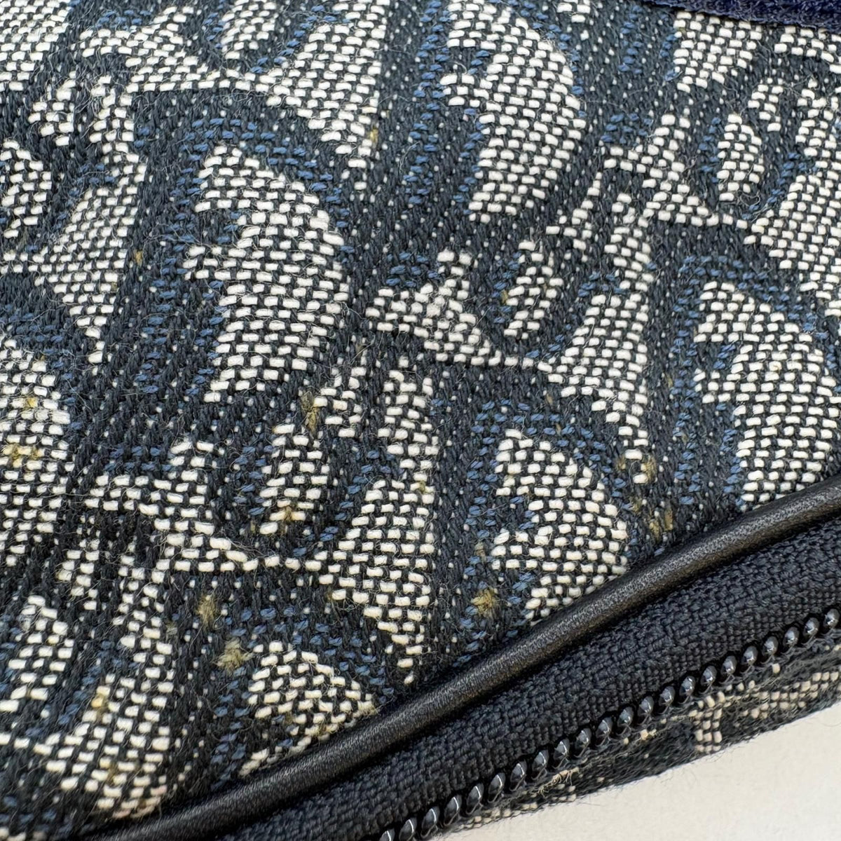 Dior Trotter Saddle Pouch Navy Gray Canvas Leather — view 4