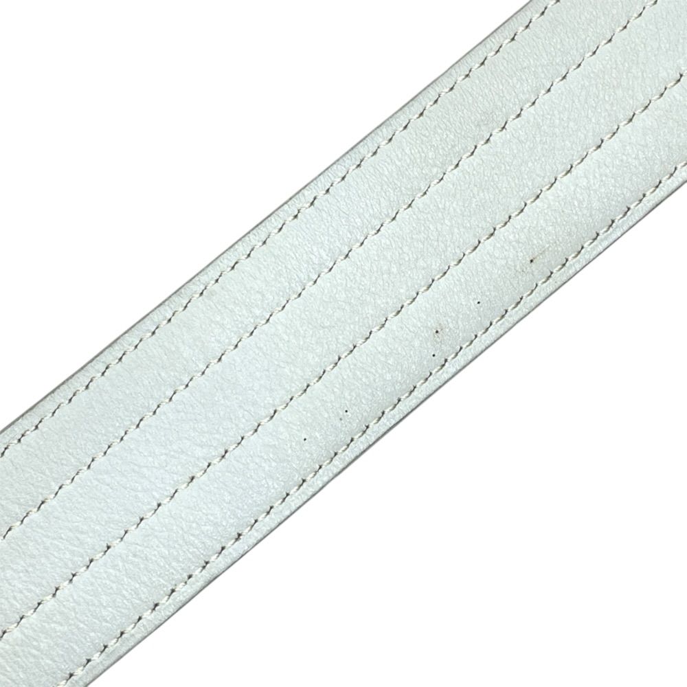 Hermes Belt Western Style Buckle Leather Metal White Silver Business — view 5