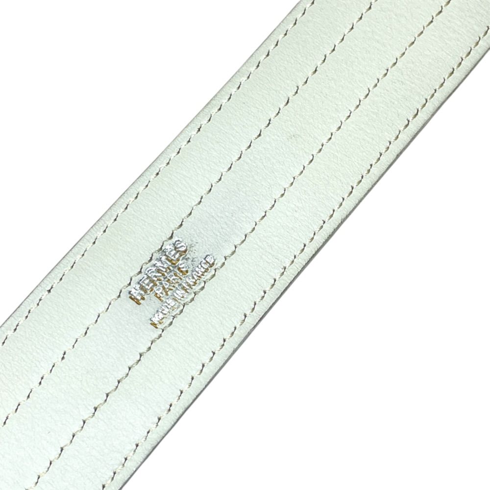 Hermes Belt Western Style Buckle Leather Metal White Silver Business — view 6