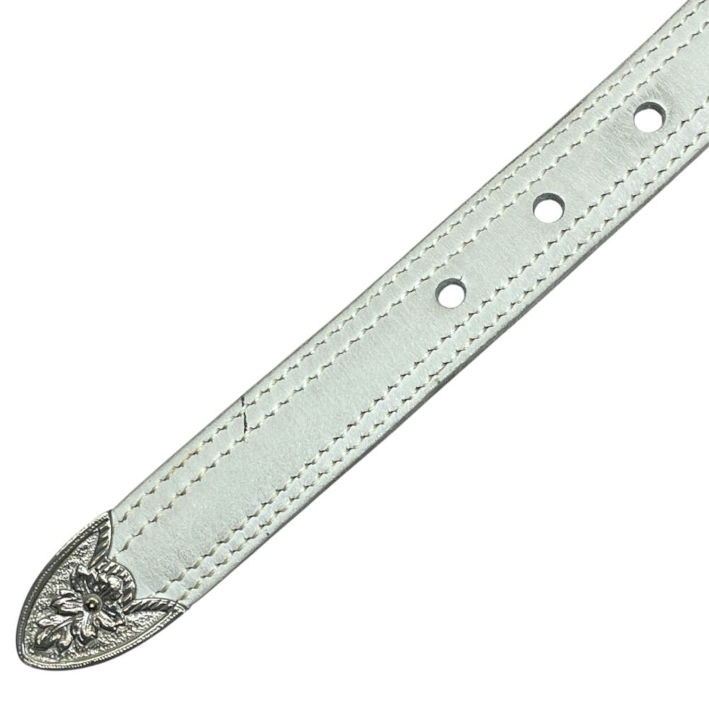 Hermes Belt Western Style Buckle Leather Metal White Silver Business — view 7