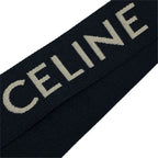 Celine Shoulder Strap Embroidery Bag Logo Canvas Leather Metal Black Gold — view 7