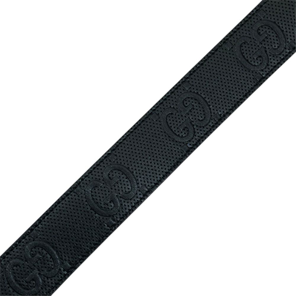 Gucci Square Buckle Belt GG Pattern Leather Metal Black Silver Business — view 7
