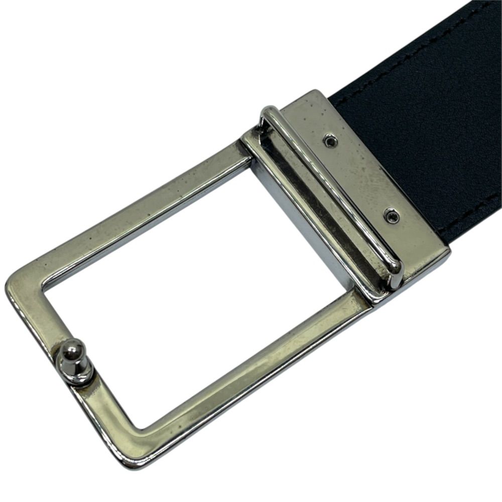 Gucci Square Buckle Belt GG Pattern Leather Metal Black Silver Business — view 4