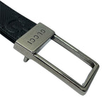 Gucci Square Buckle Belt GG Pattern Leather Metal Black Silver Business — view 3