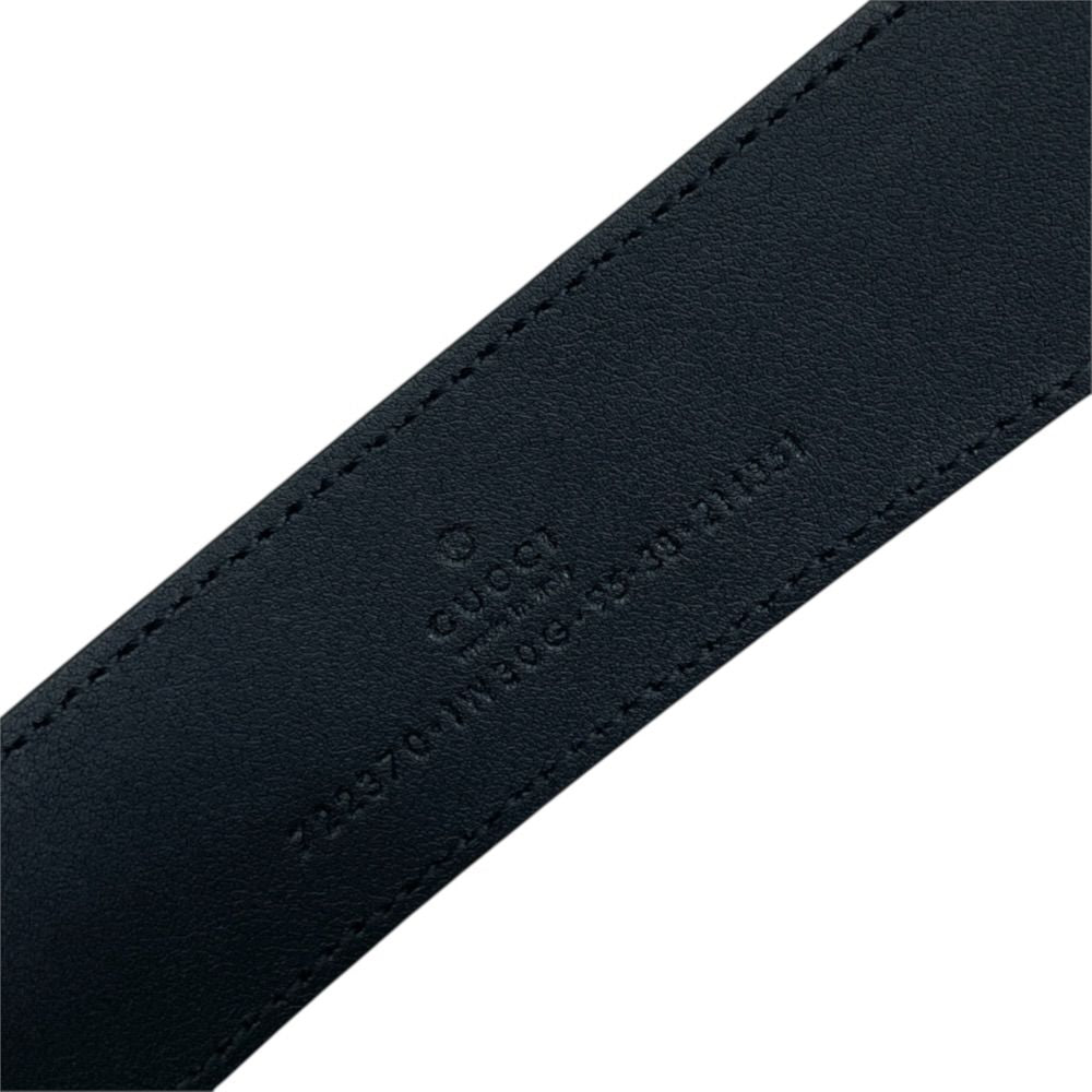 Gucci Square Buckle Belt GG Pattern Leather Metal Black Silver Business — view 6