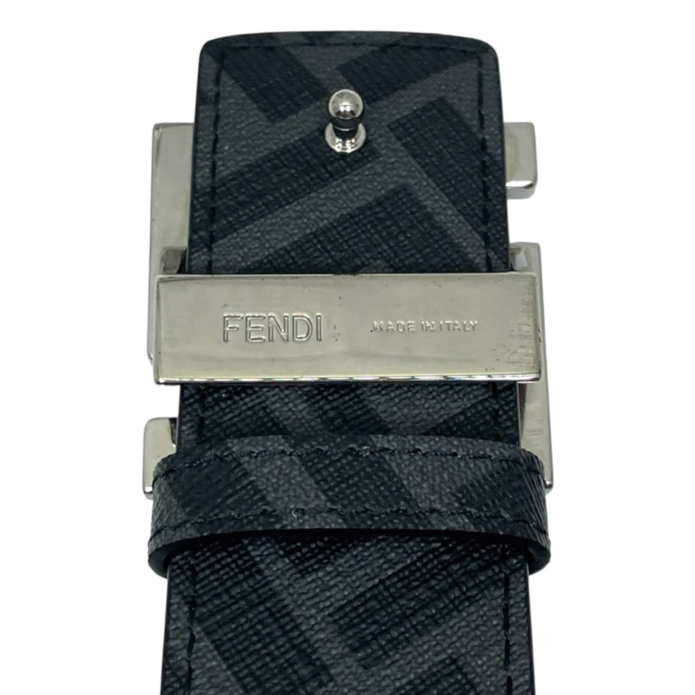 Fendi Belt FF Buckle Reversible Leather Metal Black Silver Gray Business — view 5