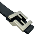 Fendi Belt FF Buckle Reversible Leather Metal Black Silver Gray Business — view 3